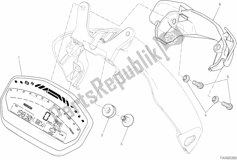 All parts for the Instrument Panel of the Ducati Monster 821 Dark 2015